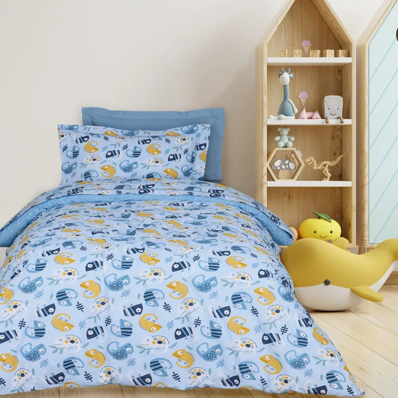 Σετ Σεντόνια Βαμβακερά Μονά 170x260εκ. Kid Line 4935 Μπλε Das Kids (Ύφασμα: Βαμβάκι 100%, Τύπος κατωσέντονου: Χωρίς Λάστιχο, Χρώμα: Μπλε) - DAS KIDS - 502109104935