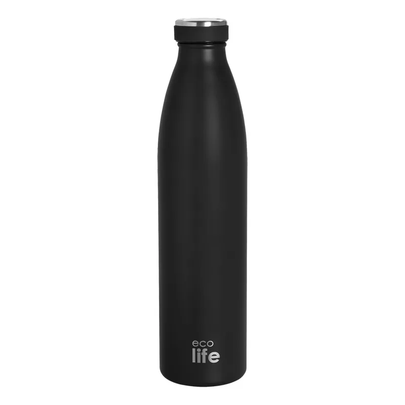 EcoLife Θερμός Μεταλλικό Ανοξείδωτο Slim Black 1lt