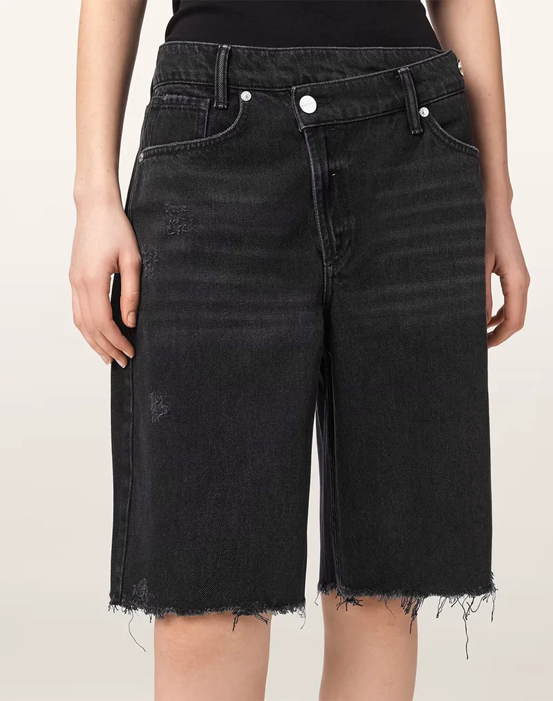 ALL SAINTS AKI CROSSOVER SHORT W054EE-WASHED BLACK DenimBlack