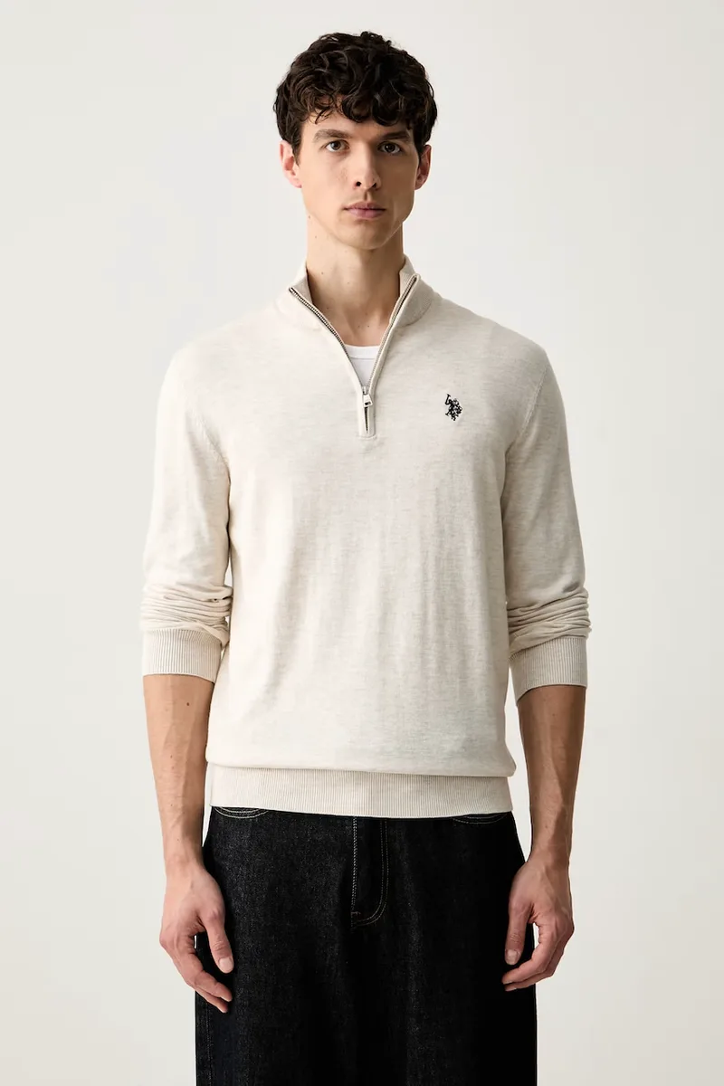 U.S. Polo Assn. πουλόβερ ανδρικό με βαμβάκι Rich Funnel 1/4 Zip