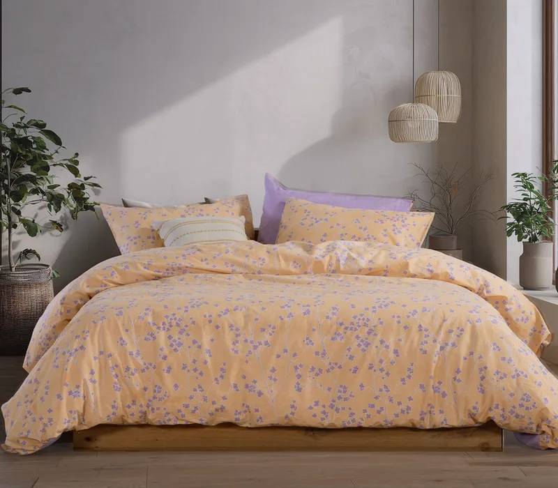Σετ Σεντόνια Υπέρδιπλα 4 Τεμαχίων Nef-Nef Floriva Yellow 240x270
