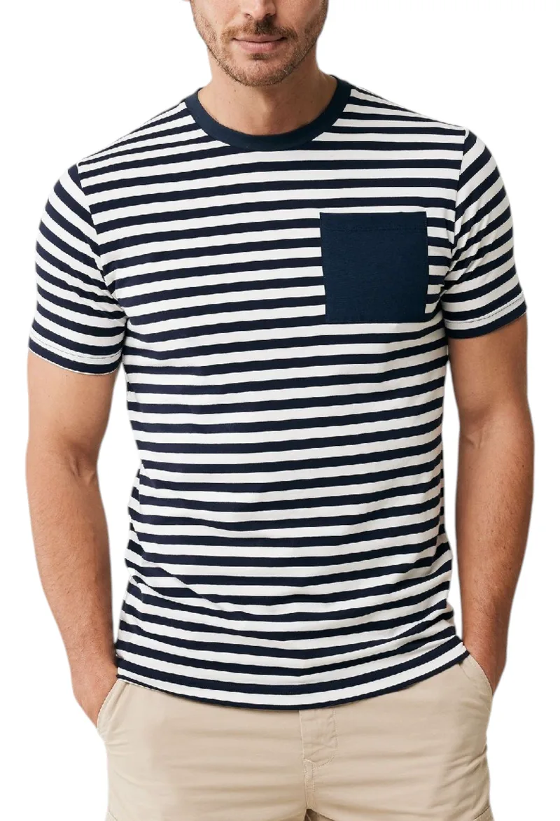 Μπλούζα Κοντομάνικη Mexx Striped t-shirt with chest pocket MF007805341M-Off White Ανδρικό