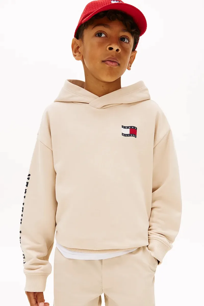 Tommy Hilfiger μπλούζα με κουκούλα παιδική με βαμβάκι
