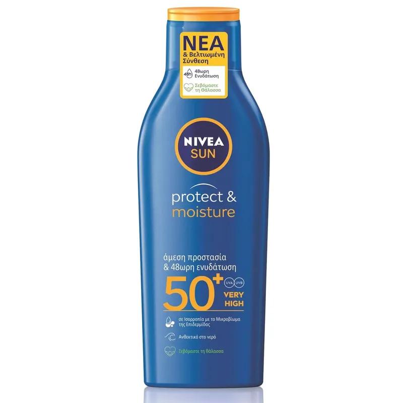 Nivea Sun Protect & Moisture Lotion Spf50+ Αντηλιακό & Ενυδατικό Γαλάκτωμα Σώματος Πολύ Υψηλής Προστασίας 200ml