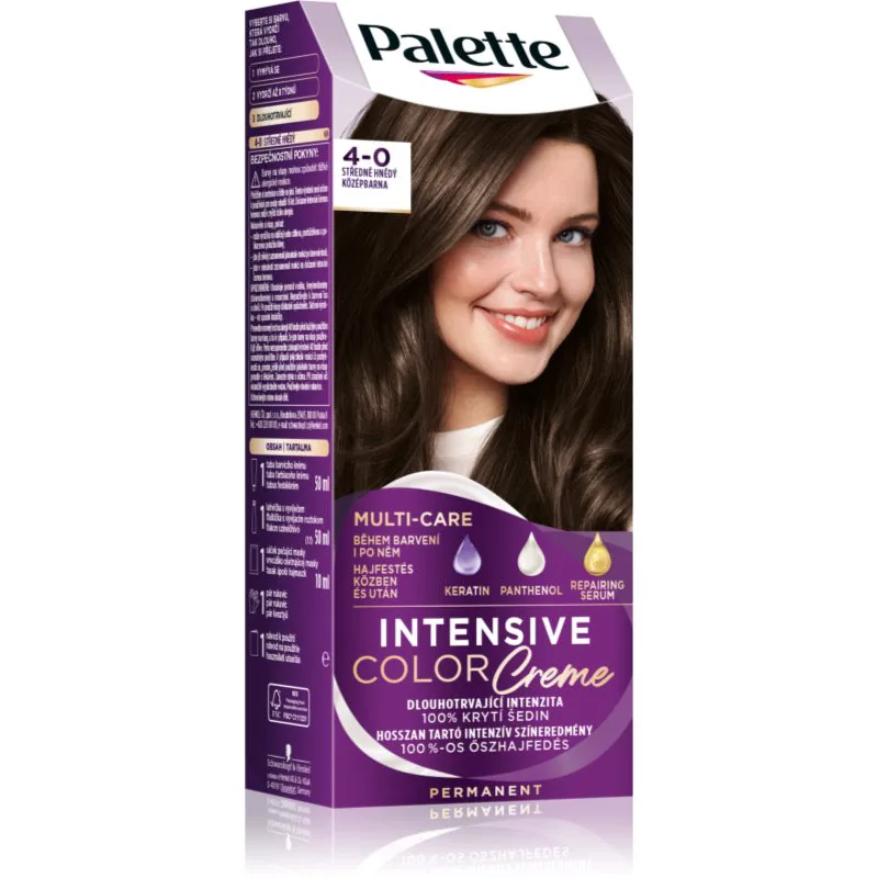 Schwarzkopf Palette Intensive Color Creme μόνιμη βαφή μαλλιών απόχρωση 4-0 N3 Medium Brown 1 τμχ