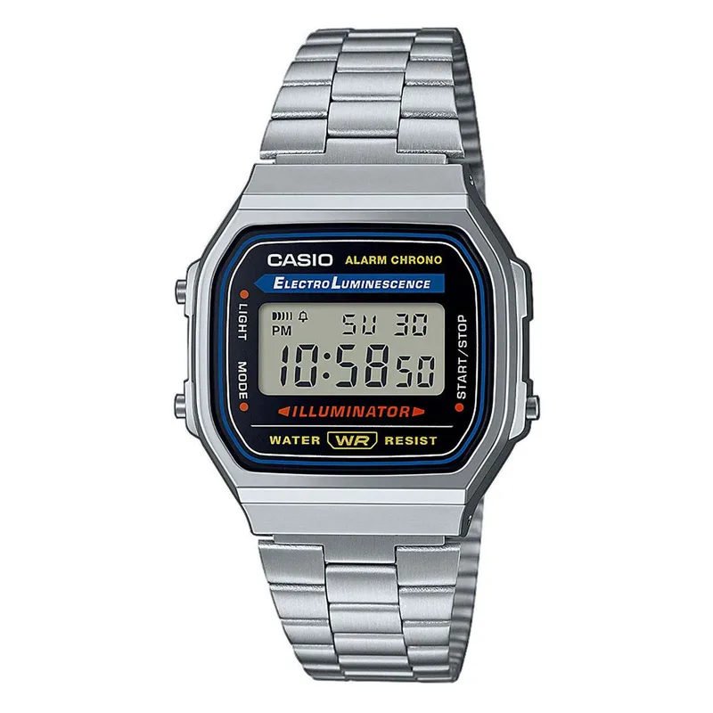 CASIO Vintage Iconic Chronograph Silver Stainless Steel Bracelet A168WA-1YES