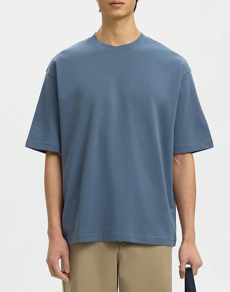 SELECTED SLMLOOSEOSCAR SS O-NECK TEE NOOS 16094143-Blue Mirage Blue