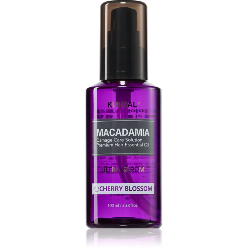 KUNDAL Macadamia Ultra Serum Cherry Blossom αναγεννητικός ελαιώδη ορός για κατεστραμμένα μαλλιά 100 ml