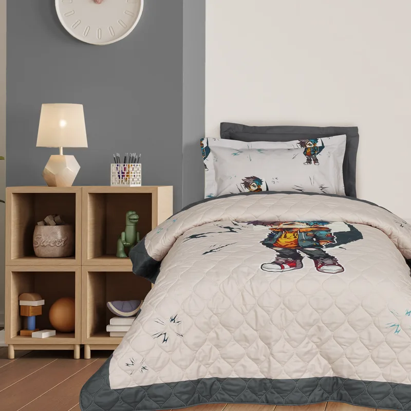 Κουβερλί Microfiber Μονό 160x220εκ. Kid Line 4939 Μπεζ-Γκρι Das Kids (Ύφασμα: Microfiber, Χρώμα: Γκρι) - DAS KIDS - 402009104939