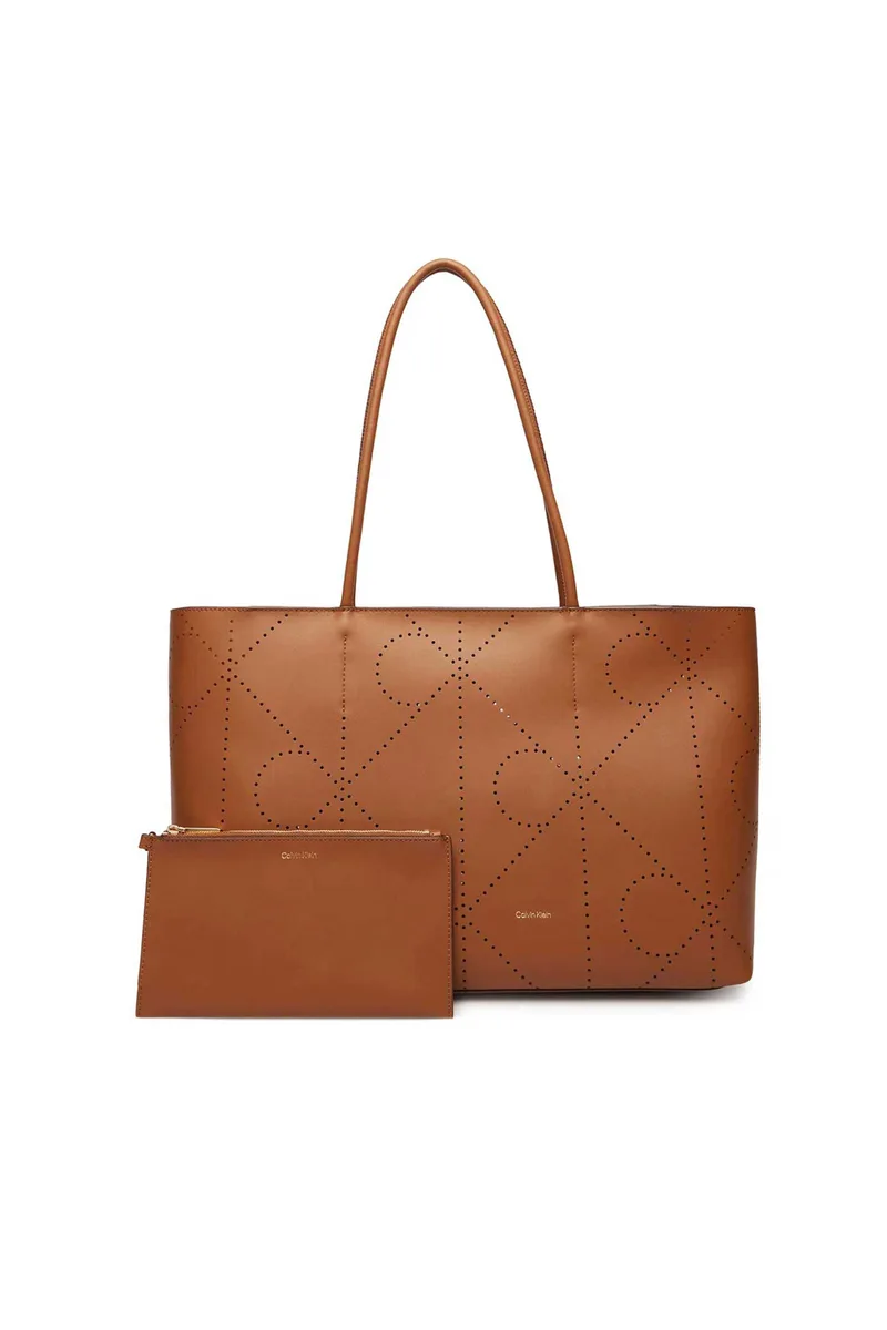 Calvin Klein Jeans γυναικεία δερμάτινη τσάντα tote με pouch και all-over monogram - LV04F3359G Ταμπά