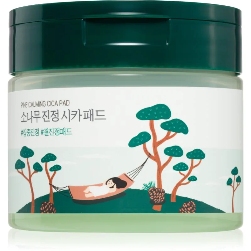 ROUND LAB Pine Calming Cica Pad επιθέματα τόνωσης για να καταπραύνει την επιδερμίδα πρόσωπου 50 τμχ