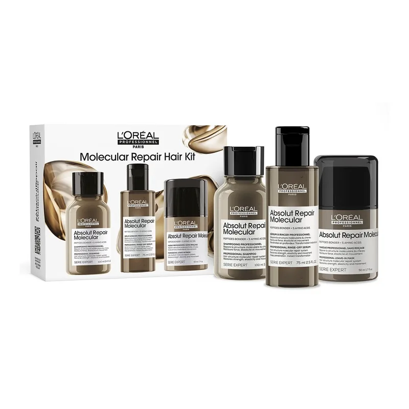 L’Oréal Professionnel Molecular Repair Hair Kit Trio (Shampoo 100ml, Rinse-Off Serum 75ml & Leave-in Mask 50ml)