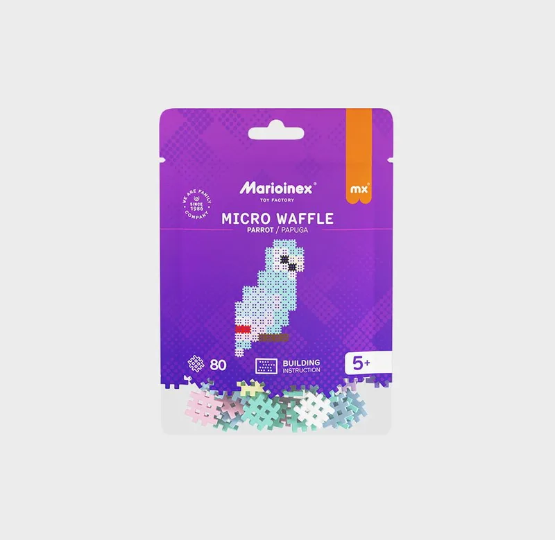 Παιχνίδι με τουβλάκια Marioinex Micro Waffle - Parrot (80 τμχ.)
