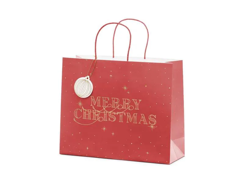 Beauty Home ΧΑΡΤΙΝΗ ΤΣΑΝΤΑ MERRY CHRISTMAS ΚΟΚΚΙΝΗ 32.5×26.5×11.5cm