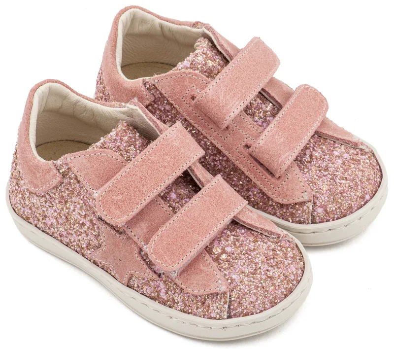 Babywalker Βαπτιστικά Sneaker Διπλό Χρατς με Αστέρι στο Πλάι EXC5904 Ροζ Αντικέ