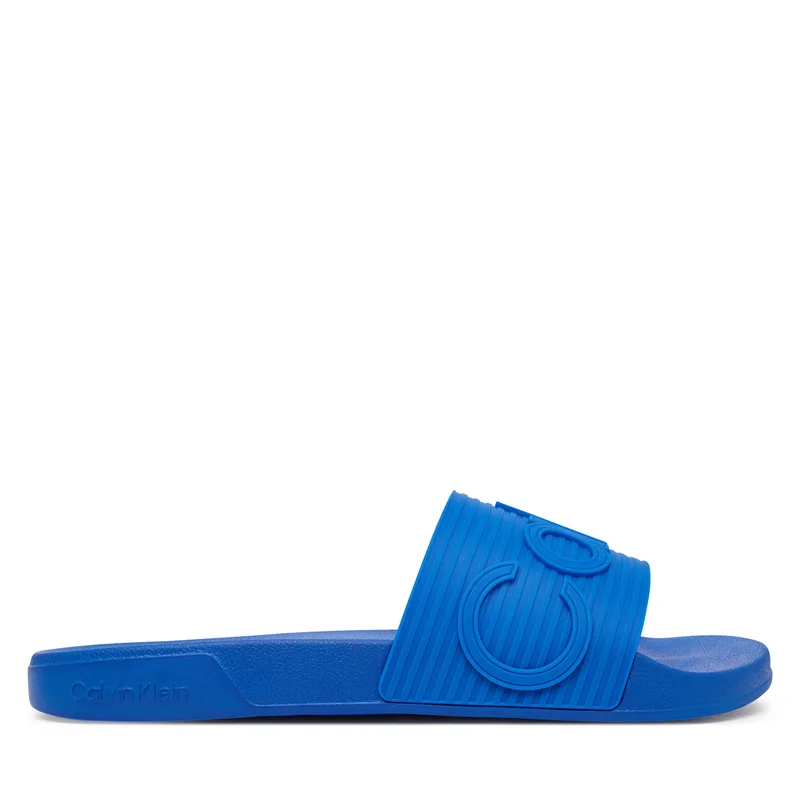 Παντόφλες Calvin Klein Nemo - Contoured Emblem Logo Sliders HM0HM02113 Μπλε