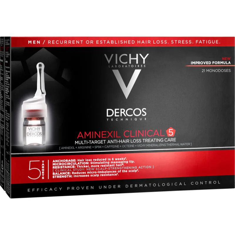 Vichy Dercos Aminexil Clinical 5 στοχευμένη φροντίδα κατά της τριχόπτωσης για άντρες 21 x 6 ml
