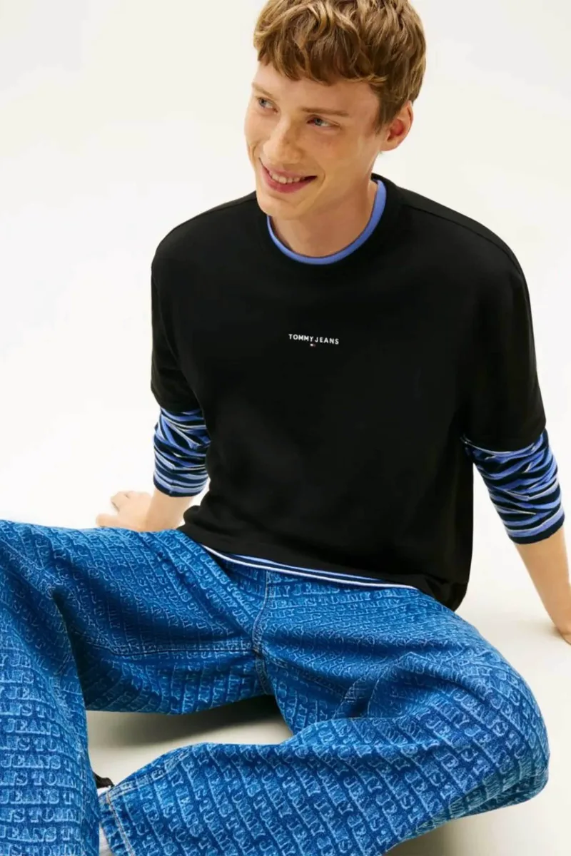 Tommy Jeans ανδρικό T-shirt με logo print Regular Fit - DM0DM21110 Μαύρο