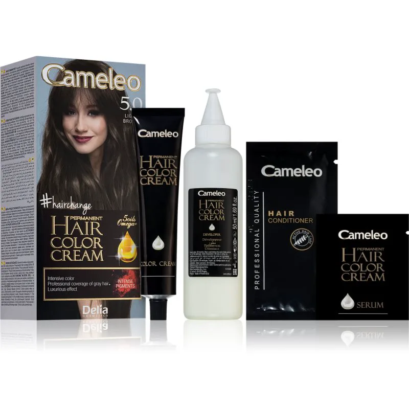 Delia Cosmetics Cameleo Omega μόνιμη βαφή μαλλιών απόχρωση 5.0 Light Brown