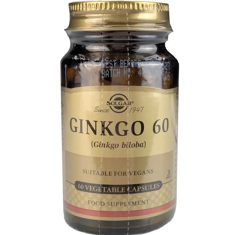 Solgar Ginkgo 60mg Συμπλήρωμα Διατροφής Εκχυλίσματος του Φυτού Γκίνγκο Μπιλόμπα για την Ενίσχυση της Μνήμης & την Καλή Λειτουργία του Κυκλοφορικού Συστήματος 60veg.caps
