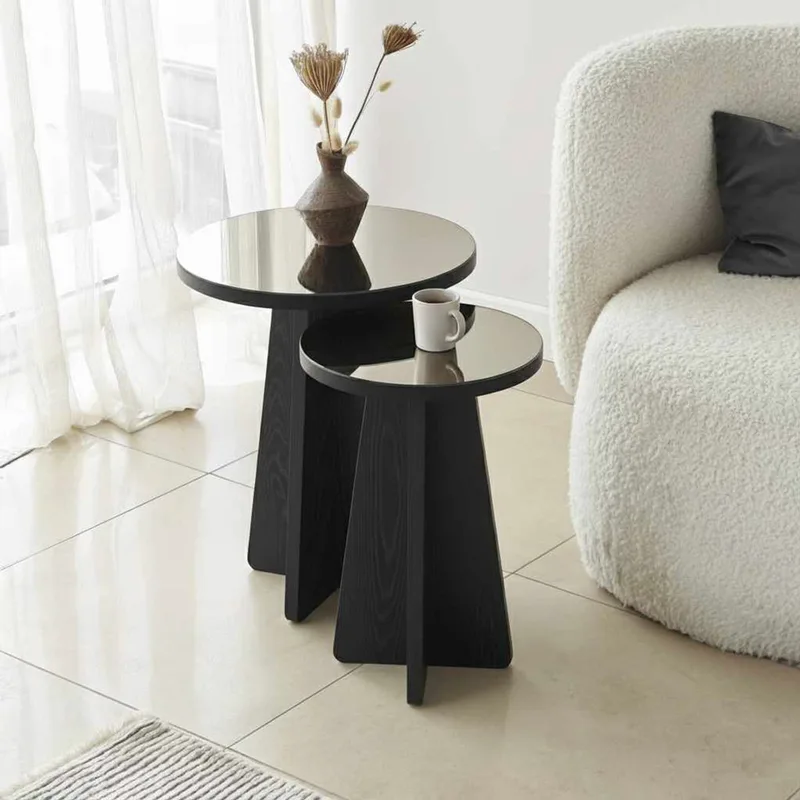 Σετ Βοηθητικά Τραπεζάκια Luna - Black 552Nos2590 (Φ40)