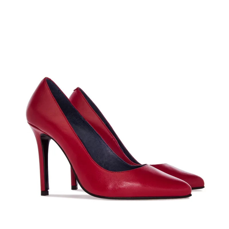 Andres Machado Diana -14 Δερμάτινη Γόβα Κόκκινη (11.5cm)