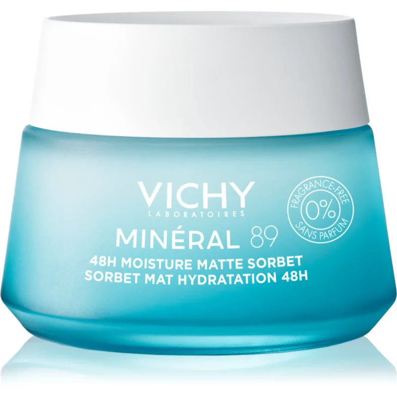 Vichy Minéral 89 Moisture Matte Sorbet κρέμα σορμπέ για μικτή και λιπαρή επιδερμίδα χωρίς άρωμα 50 ml