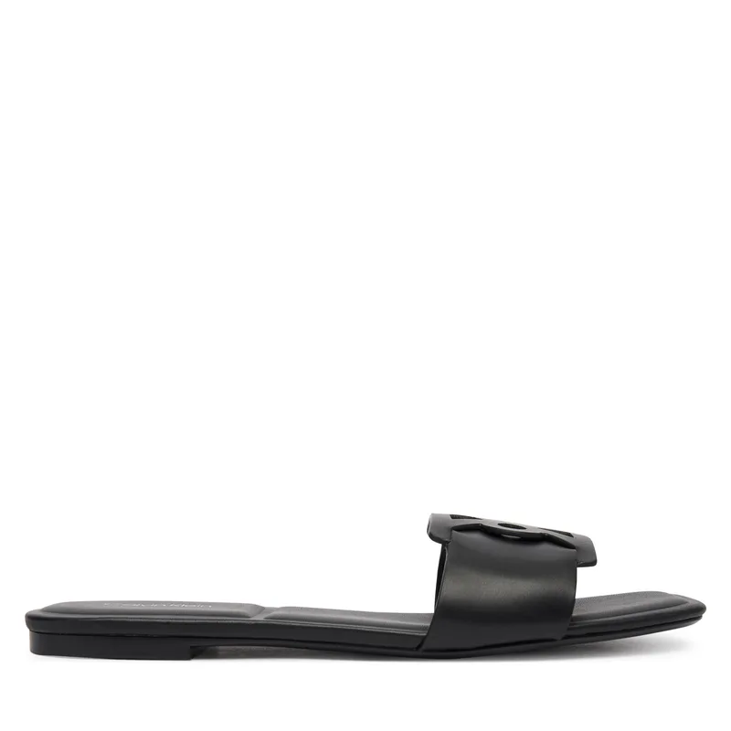 Παντόφλες Calvin Klein Square Flat Sandal Emblem HW0HW03128 Μαύρο