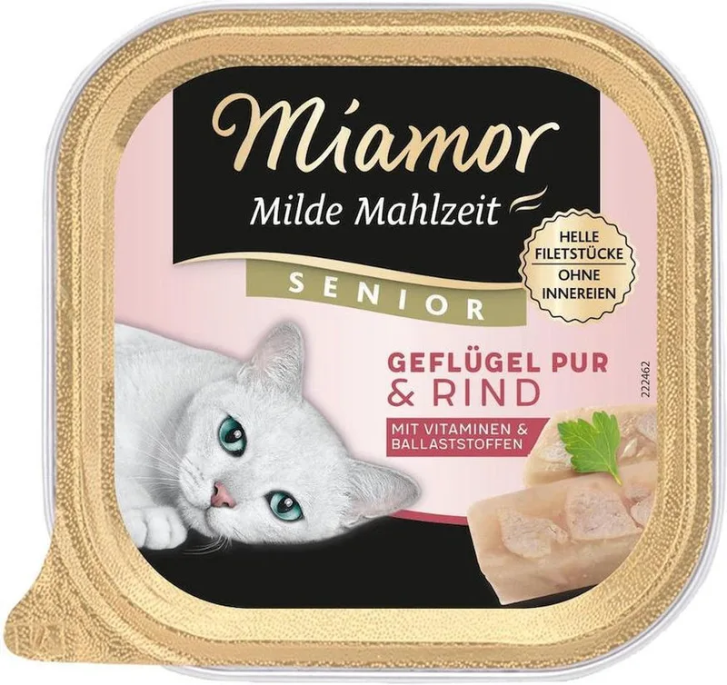 ΚΟΝΣΕΡΒΑ ΓΑΤΑΣ MIAMOR MILDE MAHLZEIT SENIOR ΠΟΥΛΕΡΙΚΑ - ΒΟΔΙΝΟ (100GR)