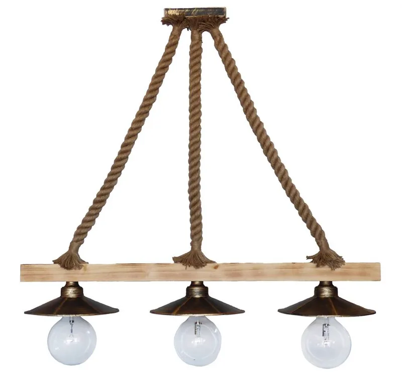 ΦΩΤΙΣΤΙΚΟ ΟΡΟΦΗΣ HERONIA LIGHTING UT-150 ROPE 3L RAGA ΞΥΛΟ/ΠΛΑΣΤΙΚΟ/ΣΧΝΟΙΝΙ ΜΠΕΖ/BRONZE 75X88X25CM
