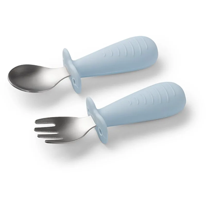 BabyOno Be Active Stainless Steel Spoon and Fork μαχαιροπίρουνο για παιδιά Blue 12m+ 2 τμχ