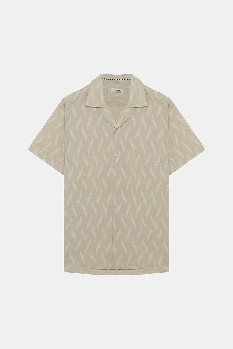 Seinse ανδρικό κοντομάνικο πουκάμισο με print Relaxed Fit - CE1126SS 126 Μπεζ