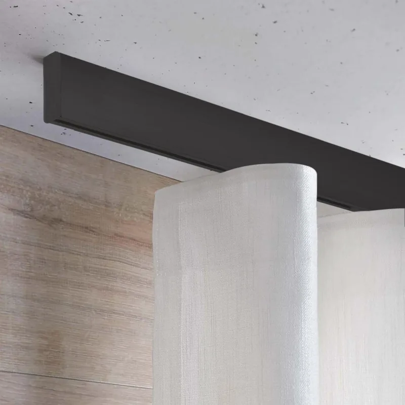 Σιδηρόδρομος Οροφής 4cm Slim Line Μαύρο Ματ με Μεταλλικές Τάπες & Στηρίγματα (3.00m Σιδηρόδρομος Μονός)