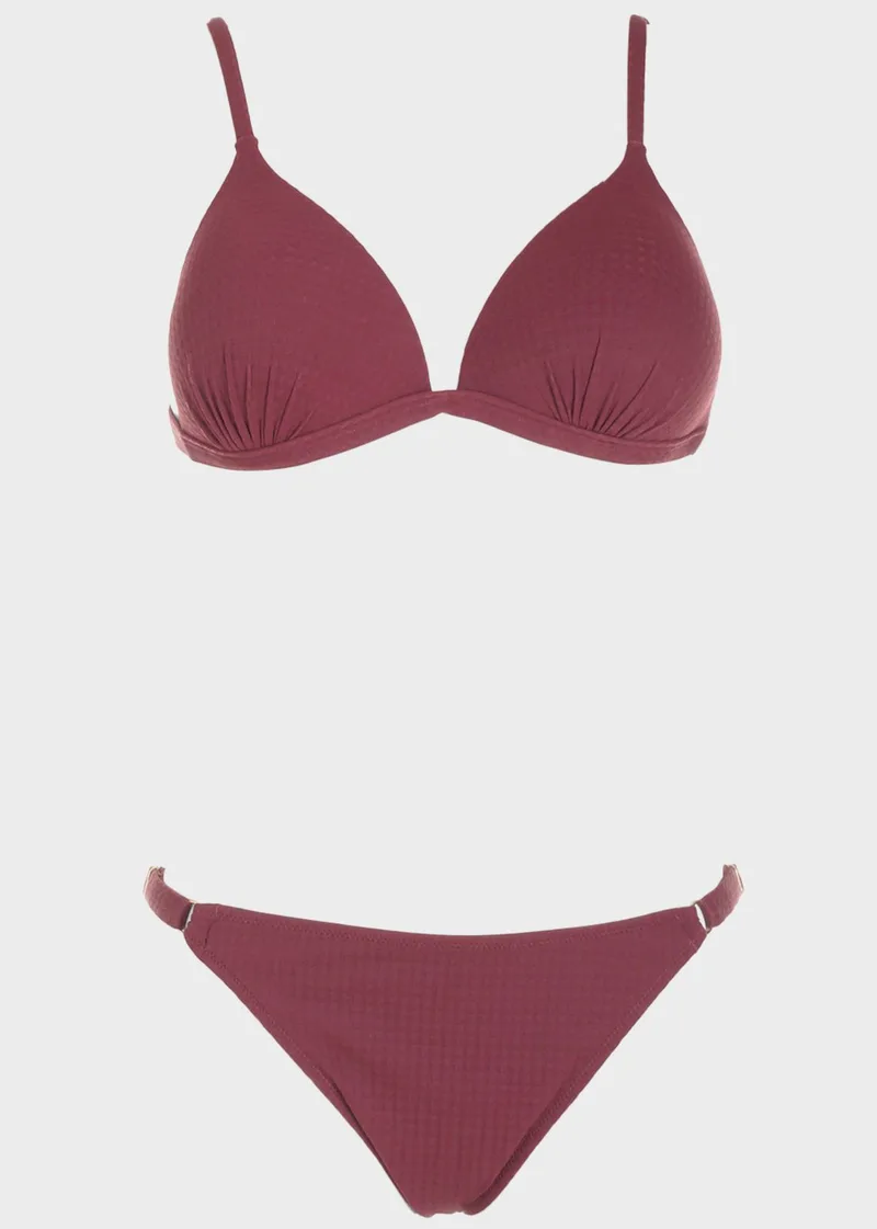 Bikini μονόχρωμο push up. Kαλύπτει B Cup ΜΠΟΡΝΤΩ