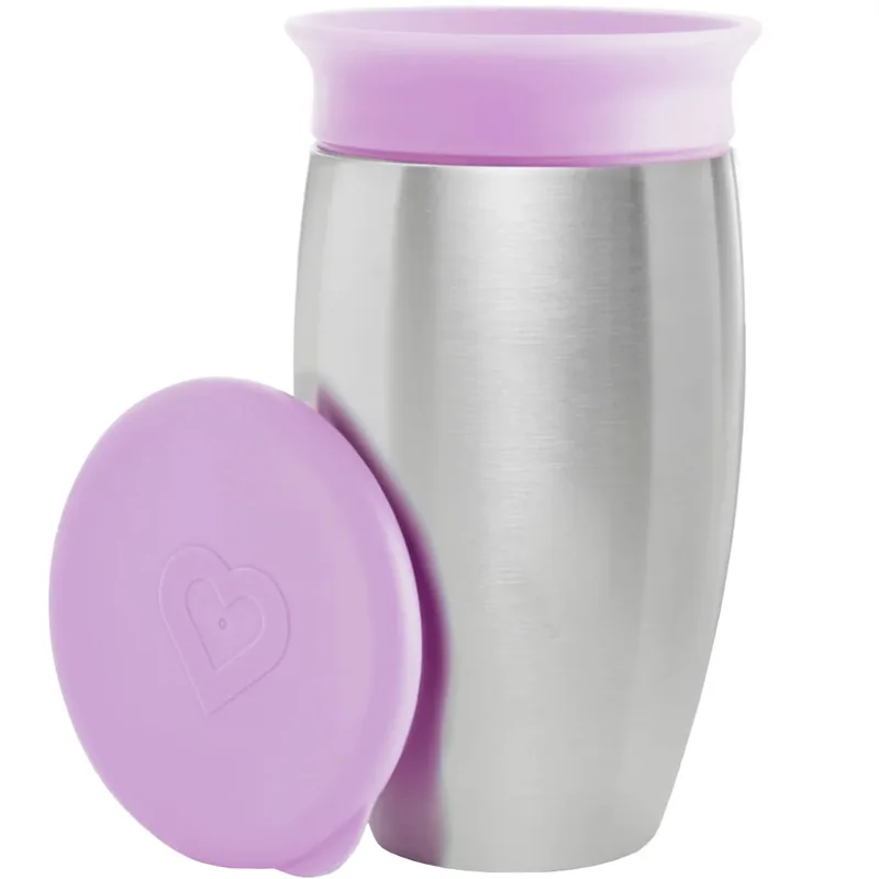 Munchkin Miracle 360 Stainless Steel Cup 12m+ Παιδικό Ανοξείδωτο Κύπελλο - Θερμός 296ml - Λιλά