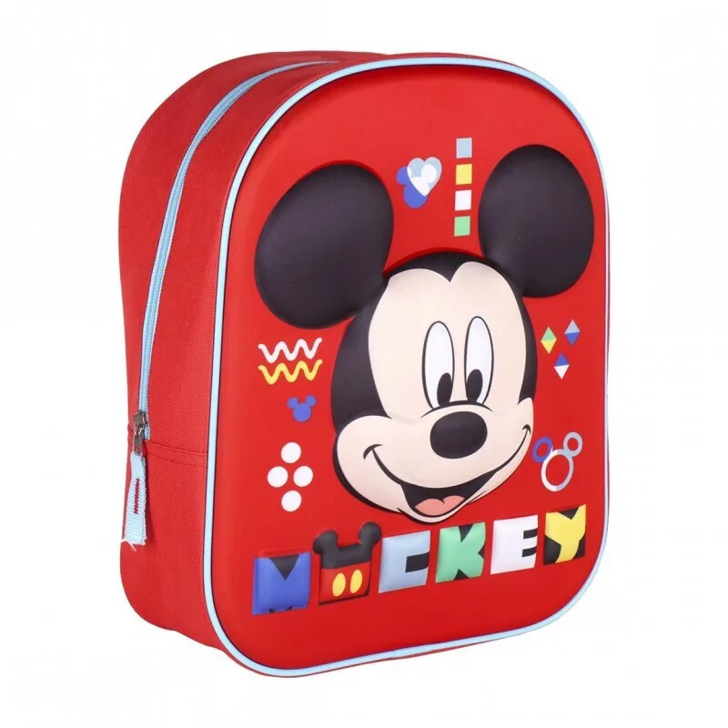 Disney Mickey 3D Σχολική Τσάντα Πλάτης Νηπιαγωγείου 31 x 25 x 10 cm Κόκκινο