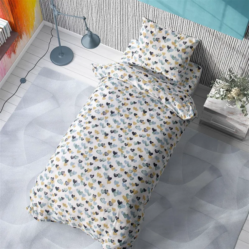 ΣΕΝΤΟΝΙΑ ΕΜΠΡΙΜΕ ΣΕΤ 3 τεμ kids Hearts 11 160Χ240 Grey-Green Cotton 100%