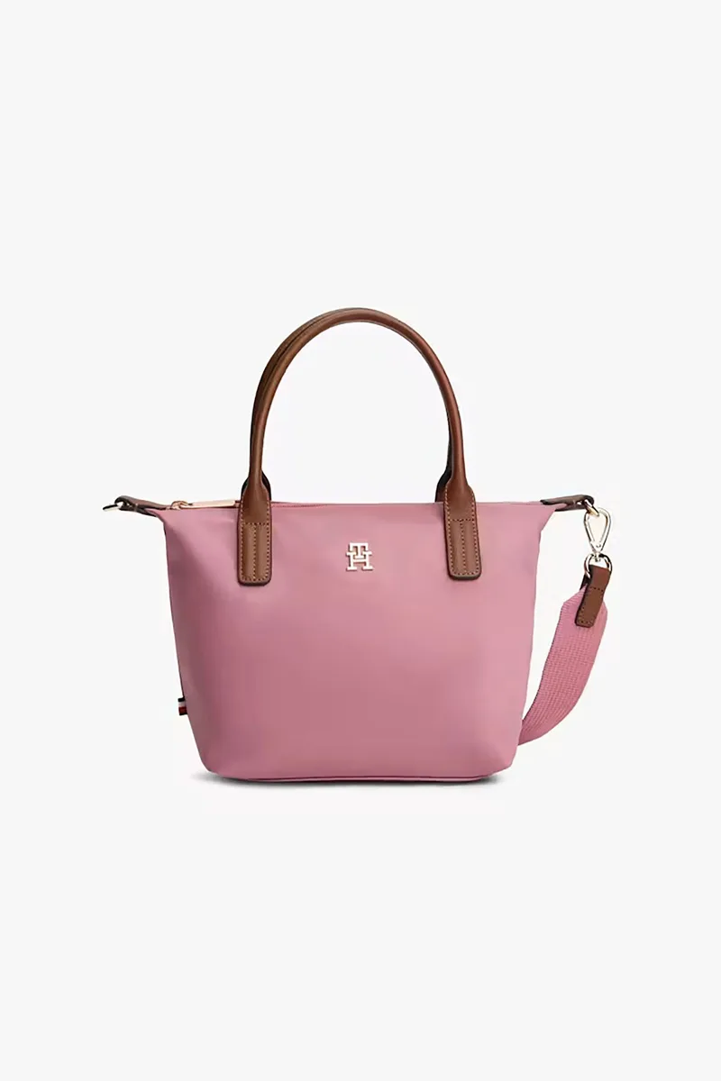 Tommy Hilfiger γυναικεία τσάντα tote με μεταλλικό μονόγραμμα "Popette" - AW0AW17709 Ροζ