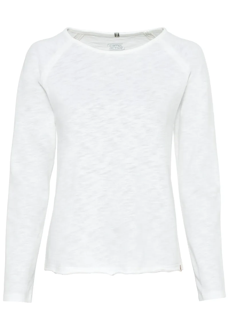 ΓΥΝΑΙΚΕΙΟ T-SHIRT ΜΑΚΡΥΜΑΝΙΚΟ CAMEL ACTIVE ΚΑΝΟΝΙΚΗ ΓΡΑΜΜΗ ΛΕΥΚΟ