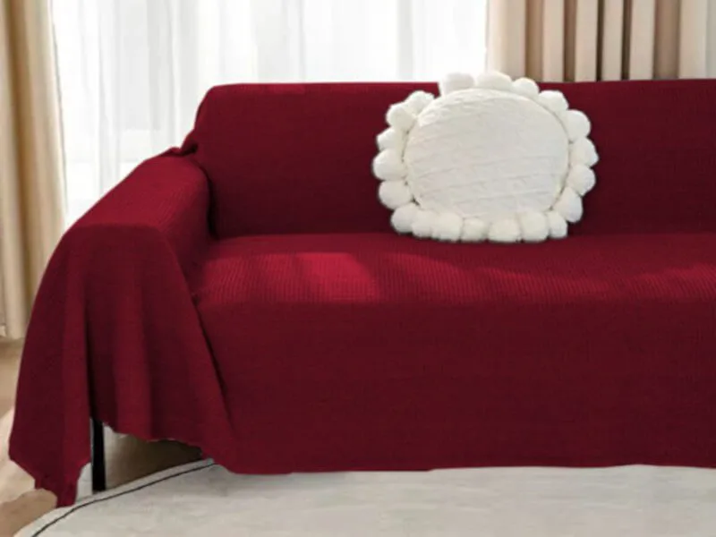 Σετ Ριχτάρια Καναπέ Σενίλ Μονόχρωμα One Color Γαρύφαλλο 3 ΤΜΧ - Μπορντό