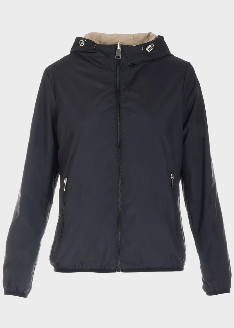 Γυναικείο αντιανεμικό jacket διπλής όψεως ΜΑΥΡΟ