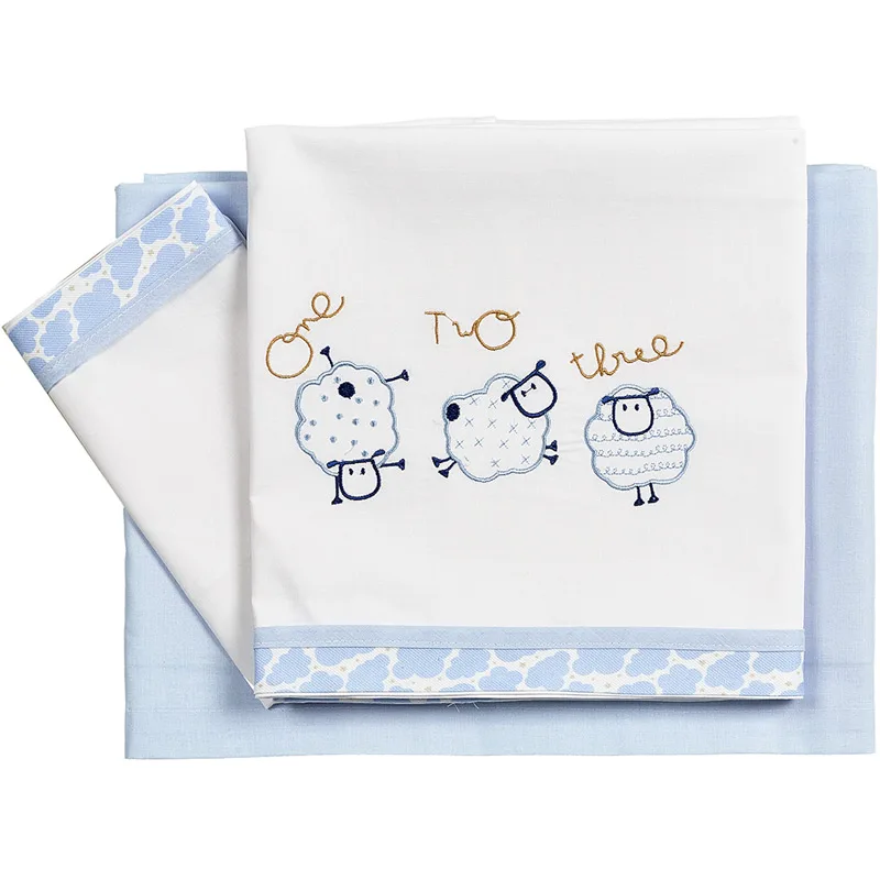 Σεντόνια Κούνιας Σετ Κόσμος Μωρού Sheep Blue