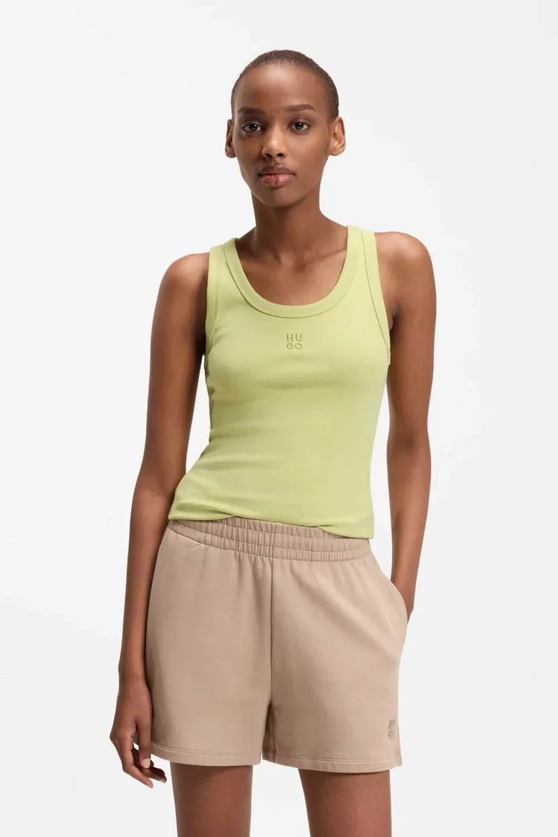 Hugo Boss γυναικείο αμάνικο τοπ μονόχρωμο με contrast logo print "Datamia" - 50514489 Πράσινο Lime
