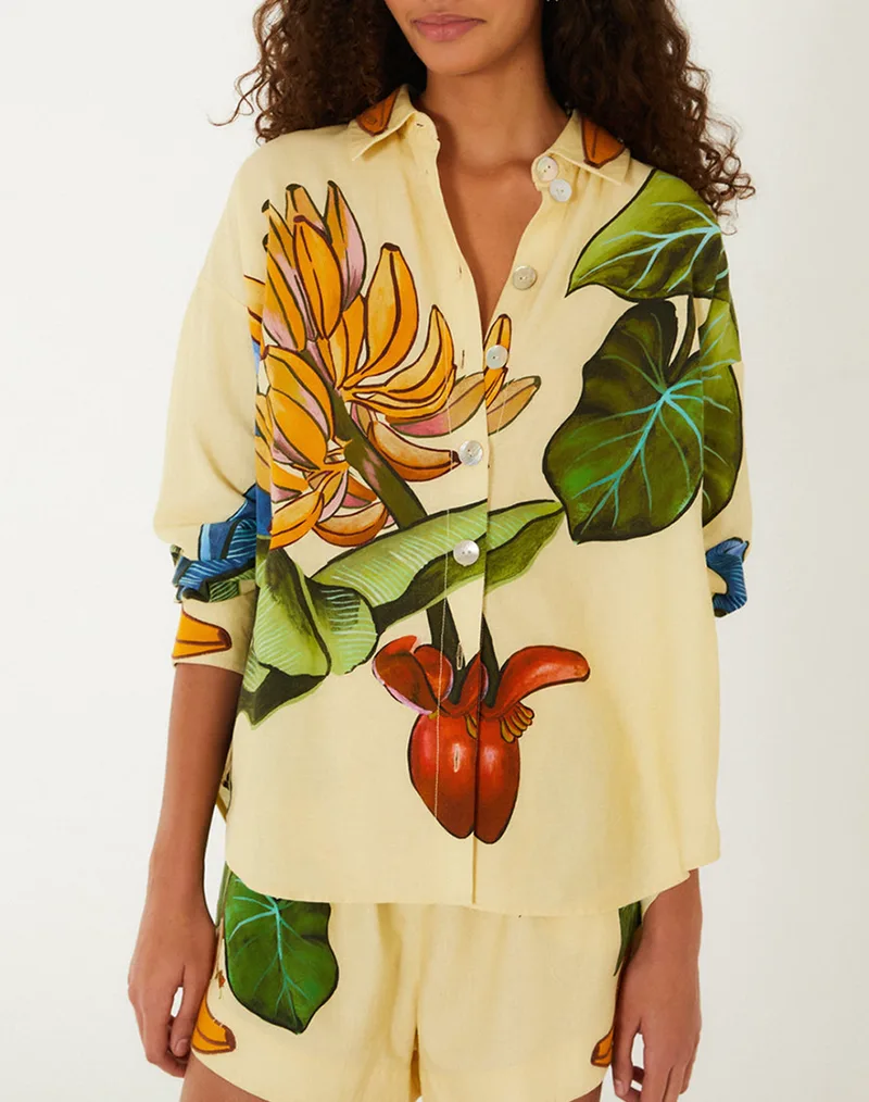 FARM RIO BANANA GRAPES YELLOW SHIRT-BANANA GRAPES YELLOW 360777-26001-26001 Yellow