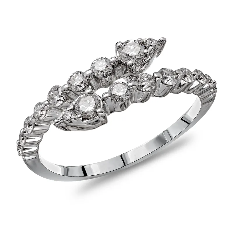 Diamond Group Moνόπετρο Δαχτυλίδι με Διαμάντια Brilliant από Λευκό Χρυσό 14 Καρατίων DDX718
