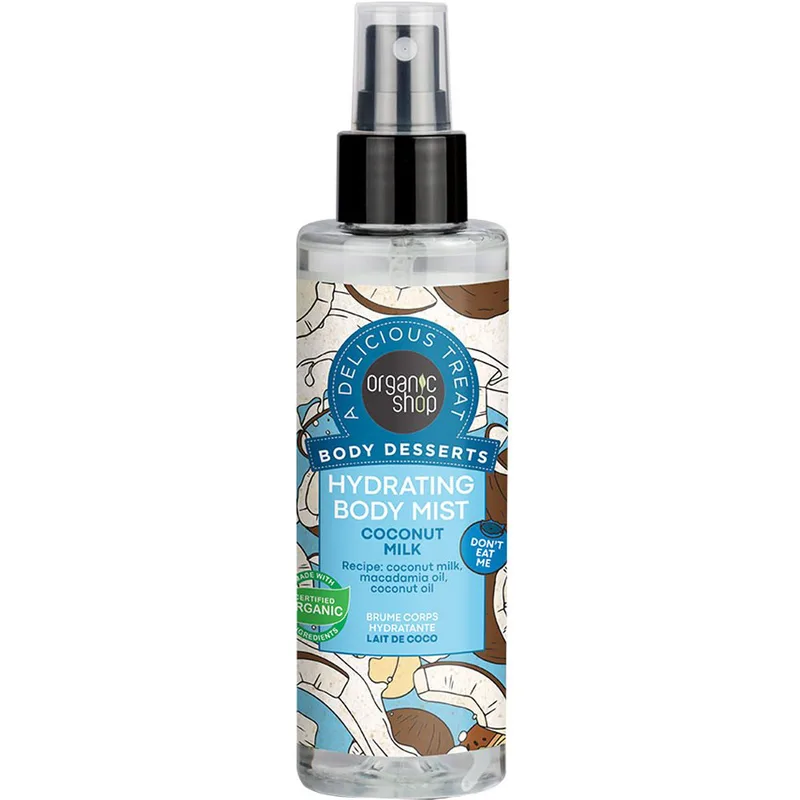 Organic Shop Body Desserts Coconut Milk Hydrating Body Mist Ενυδατικό Body Mist με Γάλα Καρύδας για Δέρμα Λαμπερό, Απαλό & Ελαστικό 200ml