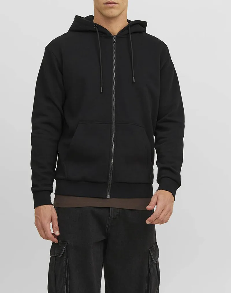 JACK&JONES JJEBRADLEY SWEAT ZIP HOOD NOOS 12249342-BLACK Black