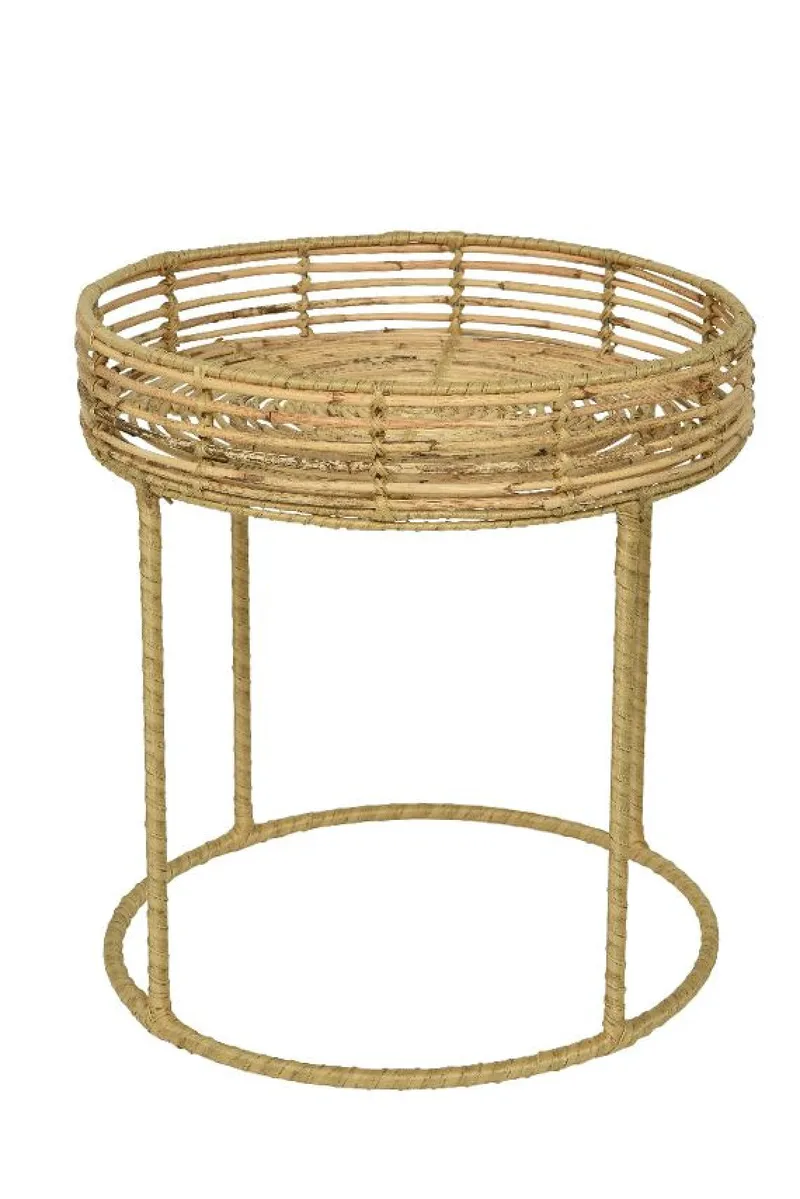 Τραπεζι Με Πλεξη Απο Ινδοκαλαμο 53CM 49x49x53cm Μονόχρωμο Kaeming