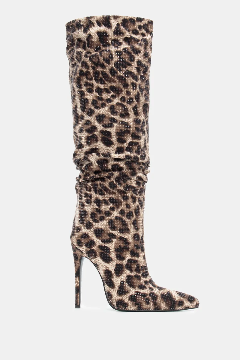 Μπότες με Strass - Animal Print
