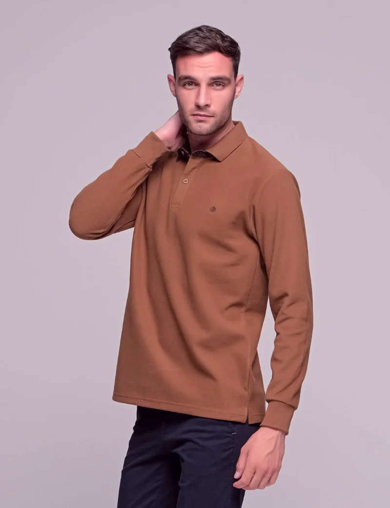 Everbest ανδρική Camel Polo πικέ μπλούζα plus size 2310220K